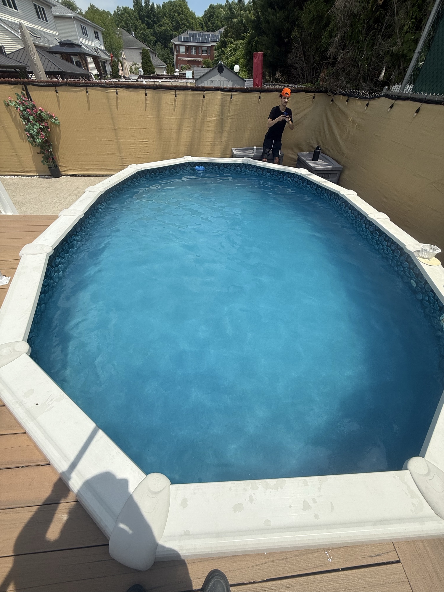 Large above-ground pool daytime